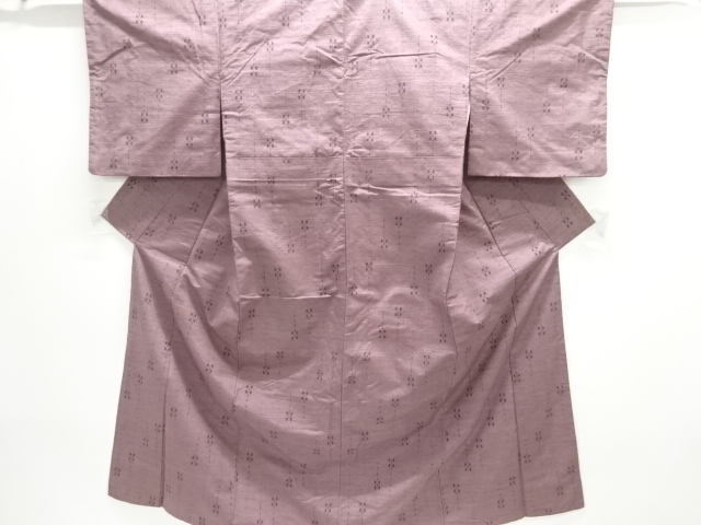 JAPANESE KIMONO / ANTIQUE KIMONO / SILK / TSUMUGI / WOVEN ABSTRACT PATTERN